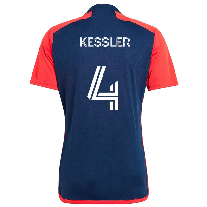 Gyermek Labdarúgás Henry Kessler #4 Kék Piros Hazai Jersey 2024/25 Mez Póló Ing