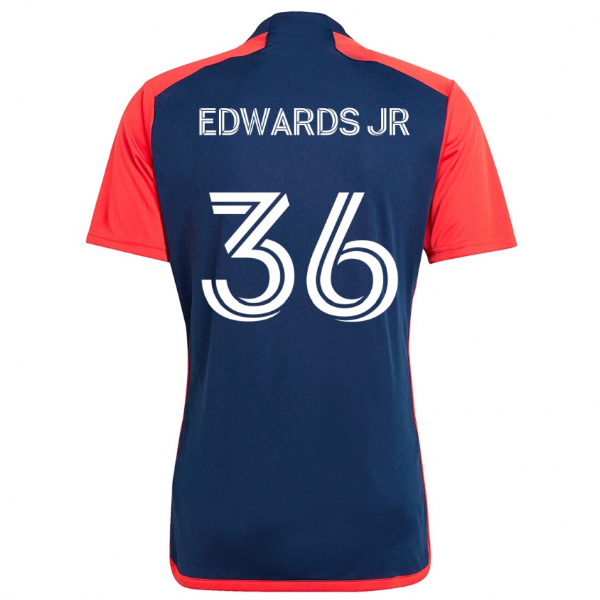 Gyermek Labdarúgás Earl Edwards Jr. #36 Kék Piros Hazai Jersey 2024/25 Mez Póló Ing