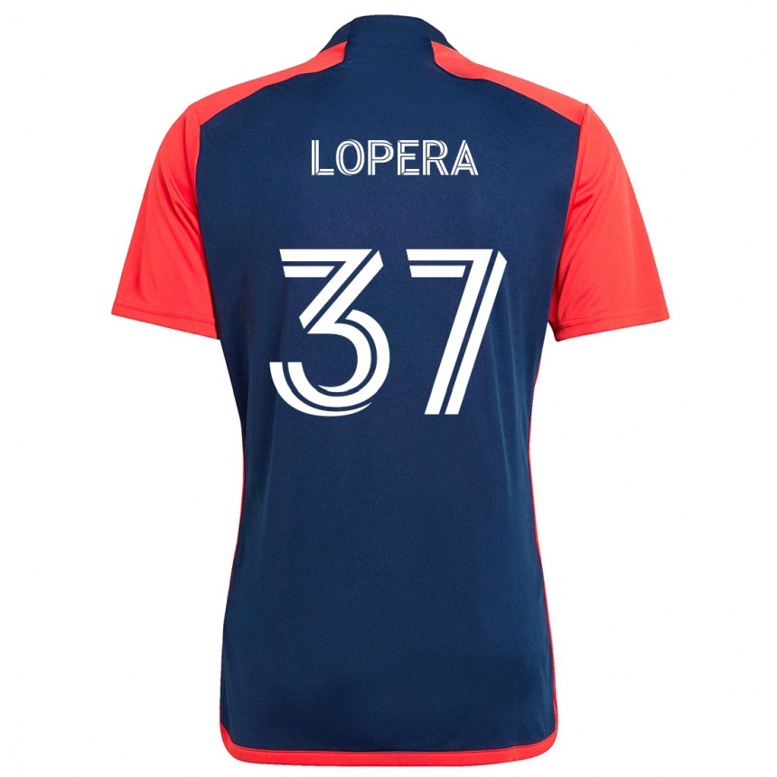 Gyermek Labdarúgás Steban Lopera #37 Kék Piros Hazai Jersey 2024/25 Mez Póló Ing