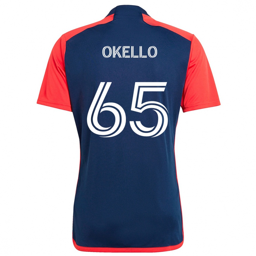 Gyermek Labdarúgás Noble Okello #65 Kék Piros Hazai Jersey 2024/25 Mez Póló Ing