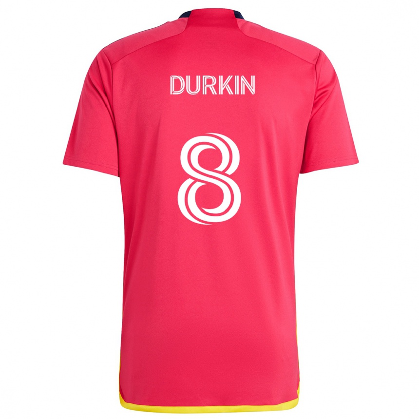 Gyermek Labdarúgás Chris Durkin #8 Piros Kék Hazai Jersey 2024/25 Mez Póló Ing