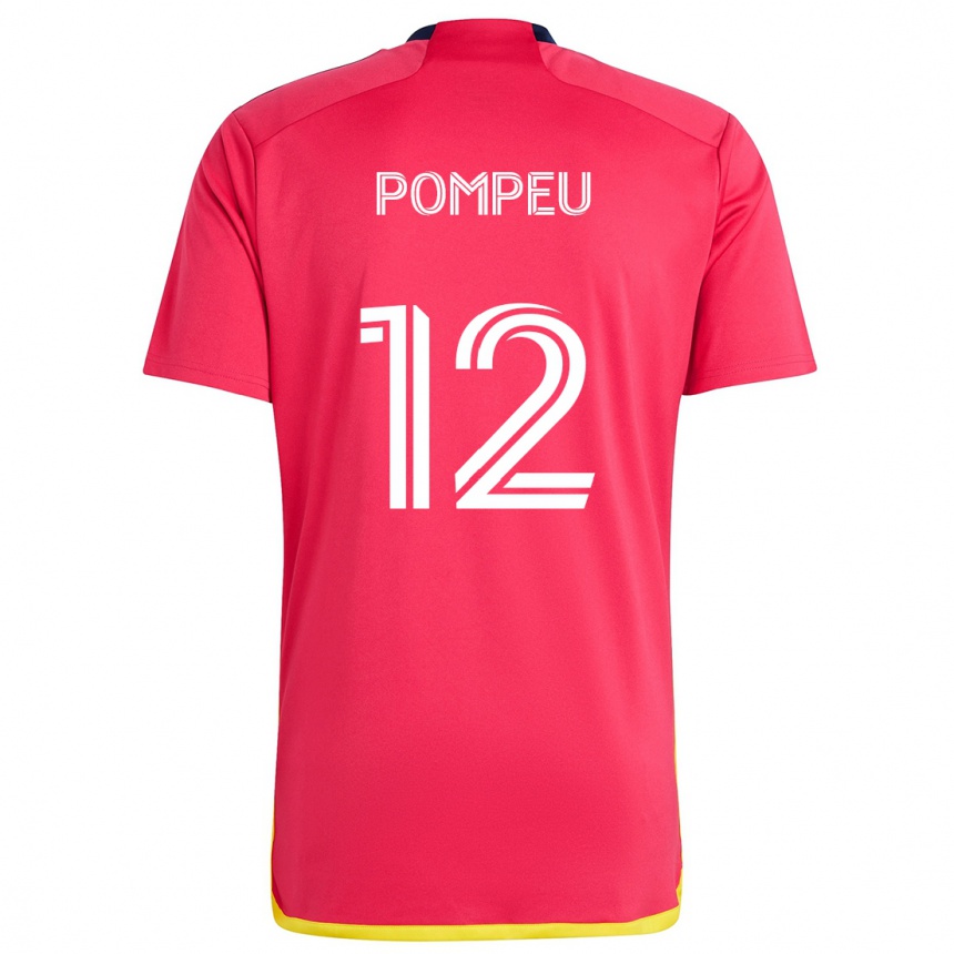 Gyermek Labdarúgás Célio Pompeu #12 Piros Kék Hazai Jersey 2024/25 Mez Póló Ing