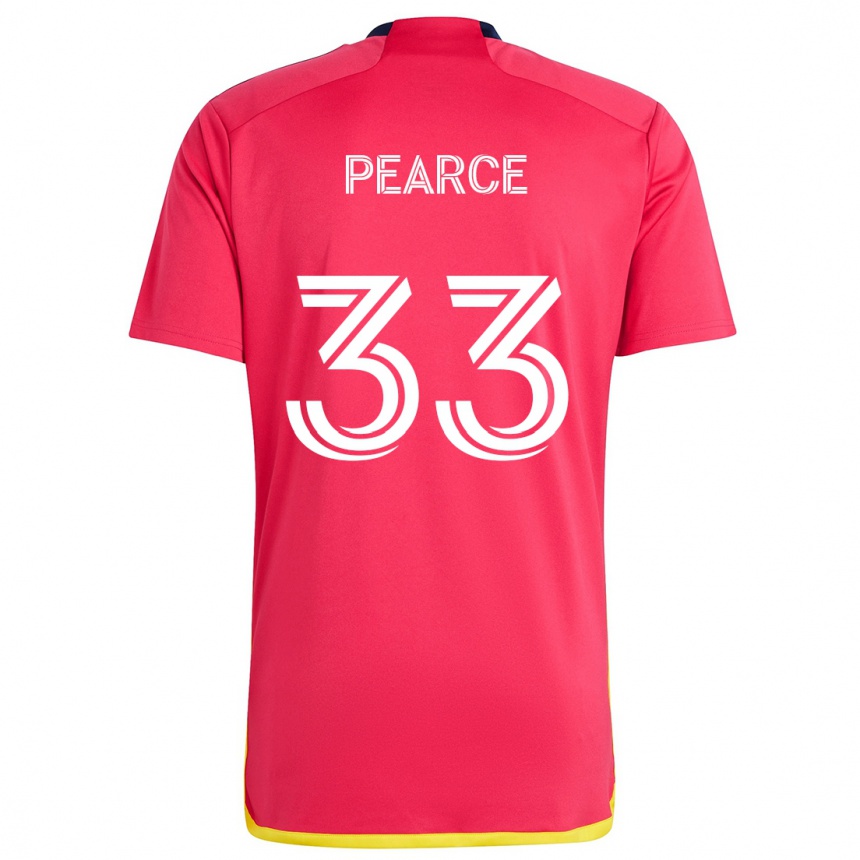 Gyermek Labdarúgás Tyson Pearce #33 Piros Kék Hazai Jersey 2024/25 Mez Póló Ing