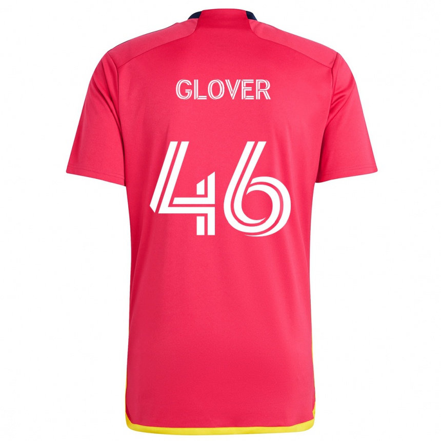 Gyermek Labdarúgás Caden Glover #46 Piros Kék Hazai Jersey 2024/25 Mez Póló Ing