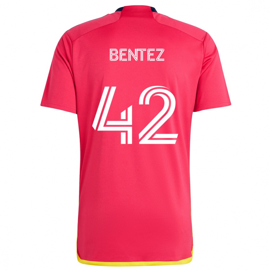 Gyermek Labdarúgás Óscar Benítez #42 Piros Kék Hazai Jersey 2024/25 Mez Póló Ing