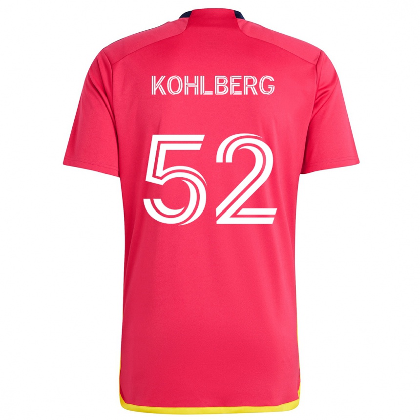 Gyermek Labdarúgás Andrew Kohlberg #52 Piros Kék Hazai Jersey 2024/25 Mez Póló Ing