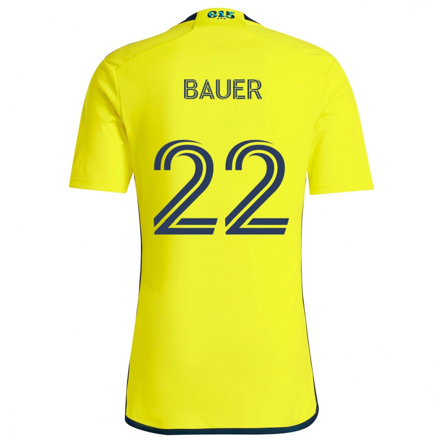 Gyermek Labdarúgás Josh Bauer #22 Sárga Kék Hazai Jersey 2024/25 Mez Póló Ing