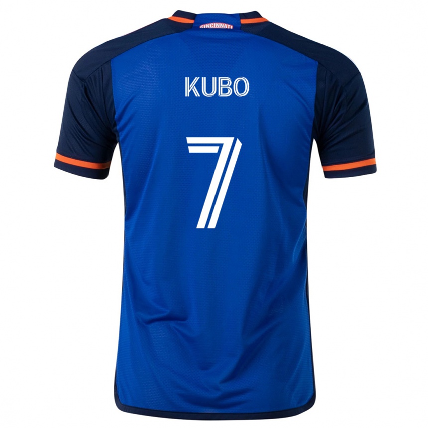 Gyermek Labdarúgás Yuya Kubo #7 Kék Fehér Hazai Jersey 2024/25 Mez Póló Ing