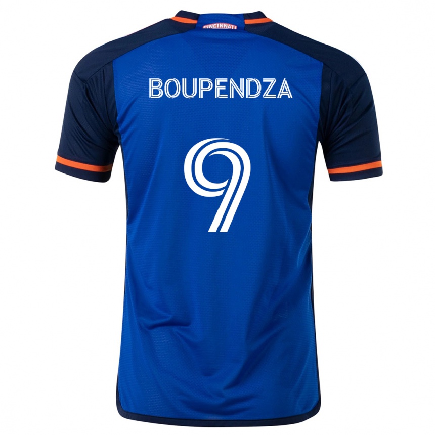 Gyermek Labdarúgás Aaron Boupendza #9 Kék Fehér Hazai Jersey 2024/25 Mez Póló Ing