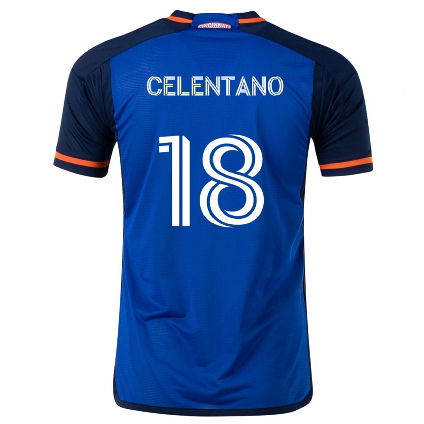 Gyermek Labdarúgás Roman Celentano #18 Kék Fehér Hazai Jersey 2024/25 Mez Póló Ing