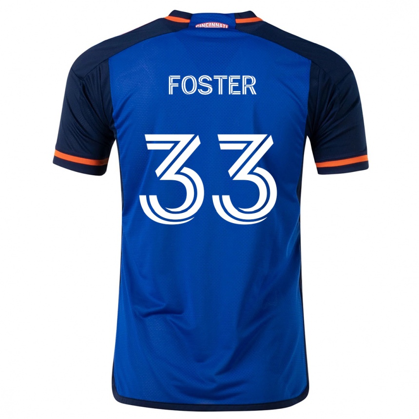 Gyermek Labdarúgás Isaiah Foster #33 Kék Fehér Hazai Jersey 2024/25 Mez Póló Ing