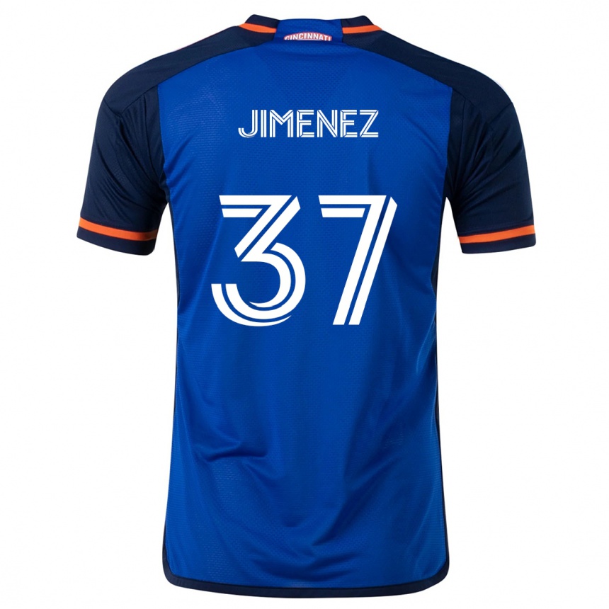 Gyermek Labdarúgás Stiven Jimenez #37 Kék Fehér Hazai Jersey 2024/25 Mez Póló Ing