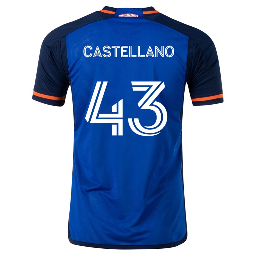 Gyermek Labdarúgás Jesús Castellano #43 Kék Fehér Hazai Jersey 2024/25 Mez Póló Ing