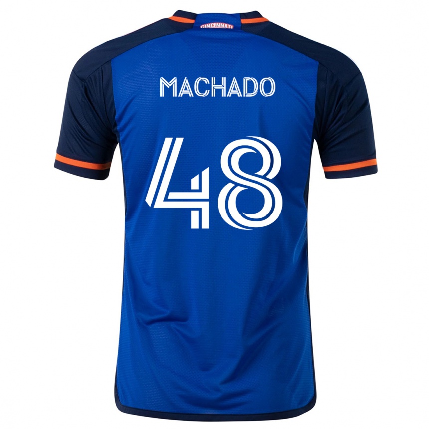 Gyermek Labdarúgás Juan Machado #48 Kék Fehér Hazai Jersey 2024/25 Mez Póló Ing