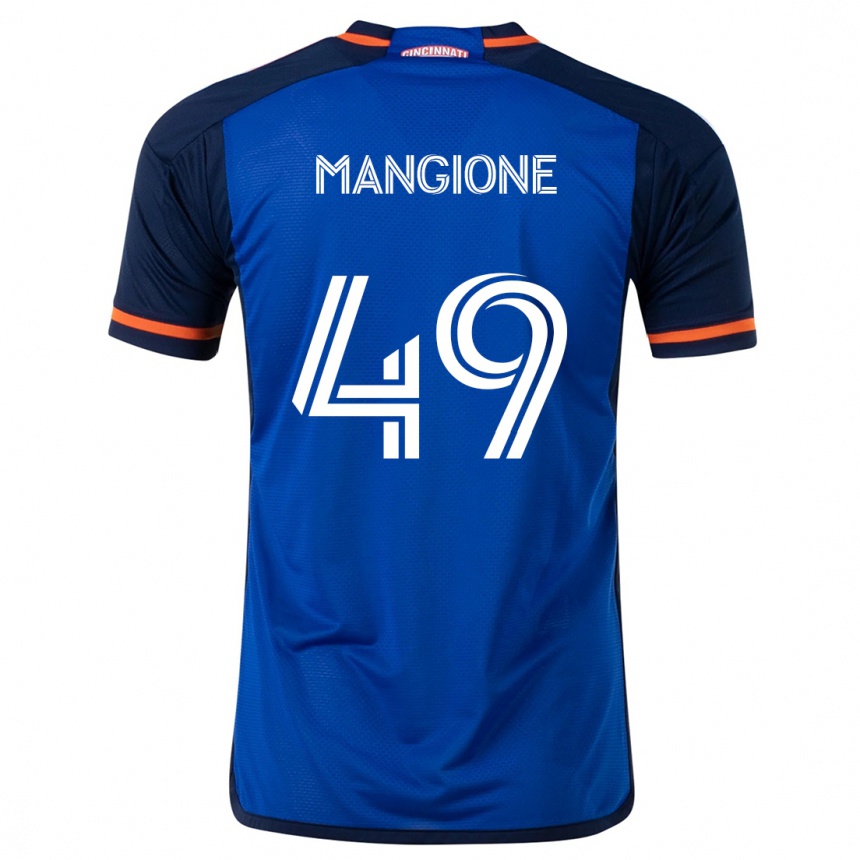 Gyermek Labdarúgás Peter Mangione #49 Kék Fehér Hazai Jersey 2024/25 Mez Póló Ing