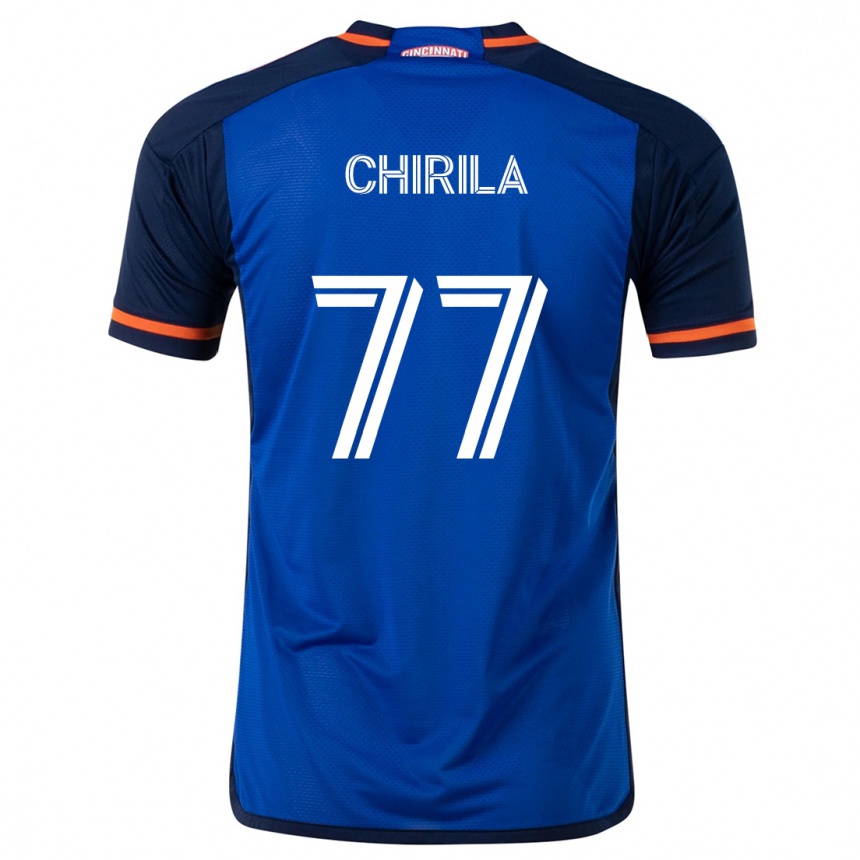 Gyermek Labdarúgás Stefan Chirila #77 Kék Fehér Hazai Jersey 2024/25 Mez Póló Ing