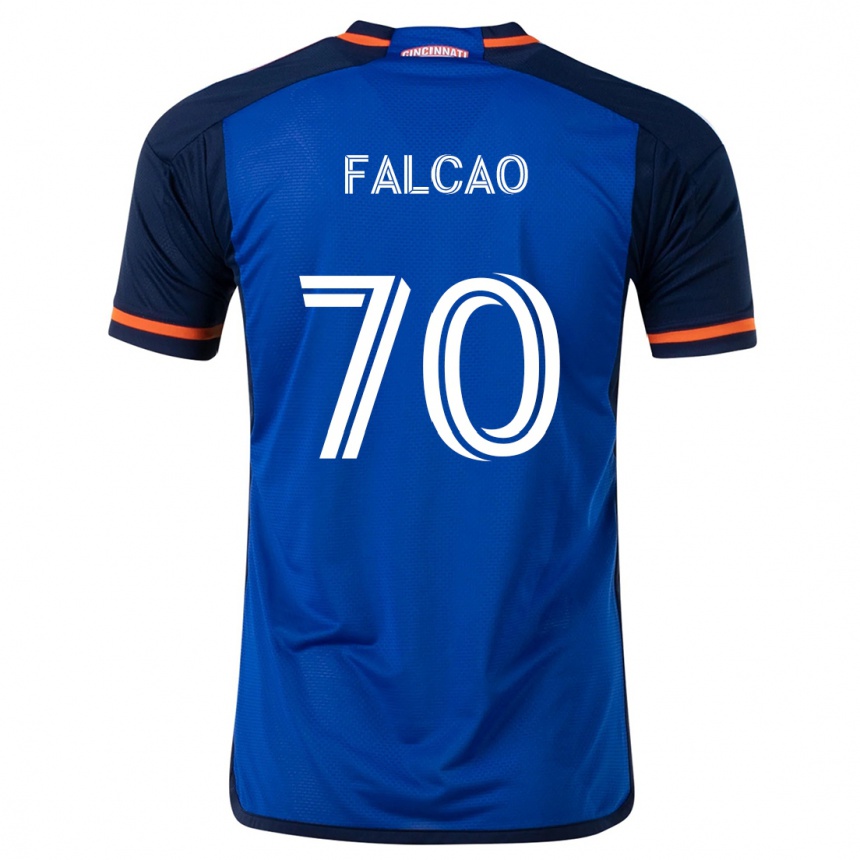 Gyermek Labdarúgás Kiano Falcao #70 Kék Fehér Hazai Jersey 2024/25 Mez Póló Ing