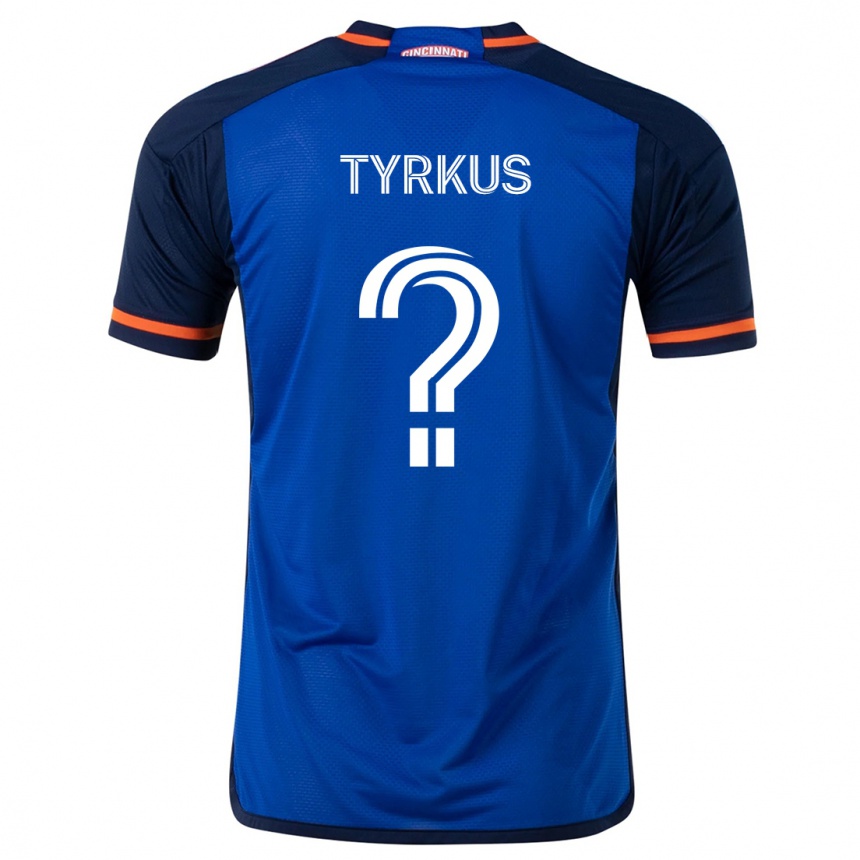 Gyermek Labdarúgás Illia Tyrkus #0 Kék Fehér Hazai Jersey 2024/25 Mez Póló Ing