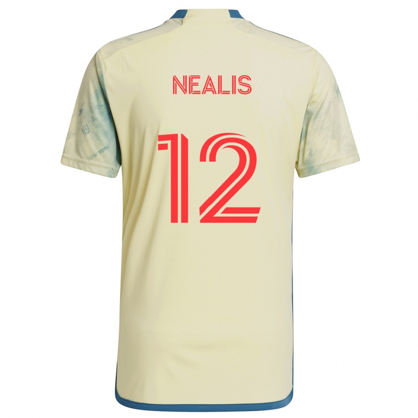 Gyermek Labdarúgás Dylan Nealis #12 Sárga Piros Kék Hazai Jersey 2024/25 Mez Póló Ing