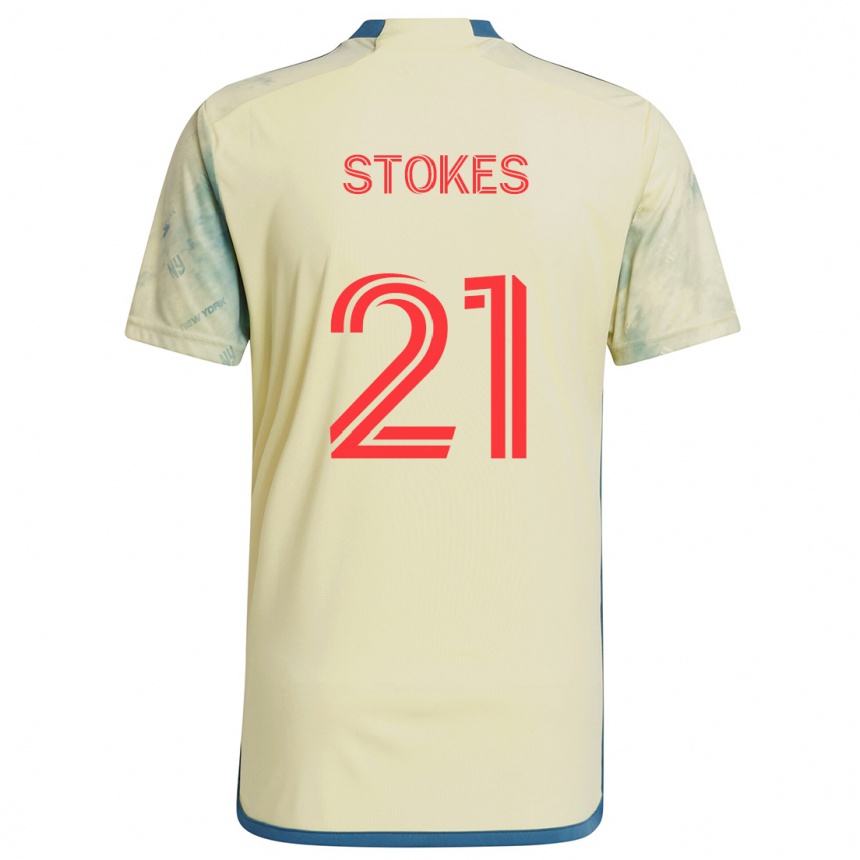 Gyermek Labdarúgás Aidan Stokes #21 Sárga Piros Kék Hazai Jersey 2024/25 Mez Póló Ing