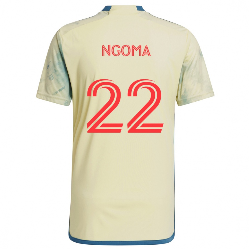 Gyermek Labdarúgás Serge Ngoma #22 Sárga Piros Kék Hazai Jersey 2024/25 Mez Póló Ing