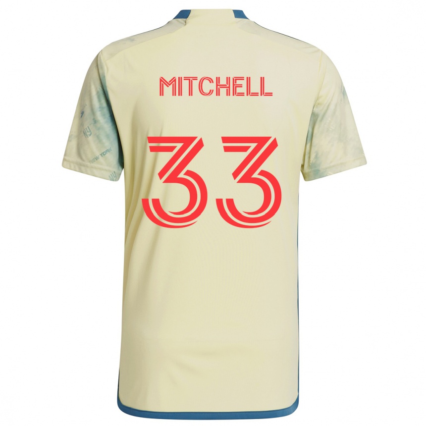 Gyermek Labdarúgás Roald Mitchell #33 Sárga Piros Kék Hazai Jersey 2024/25 Mez Póló Ing