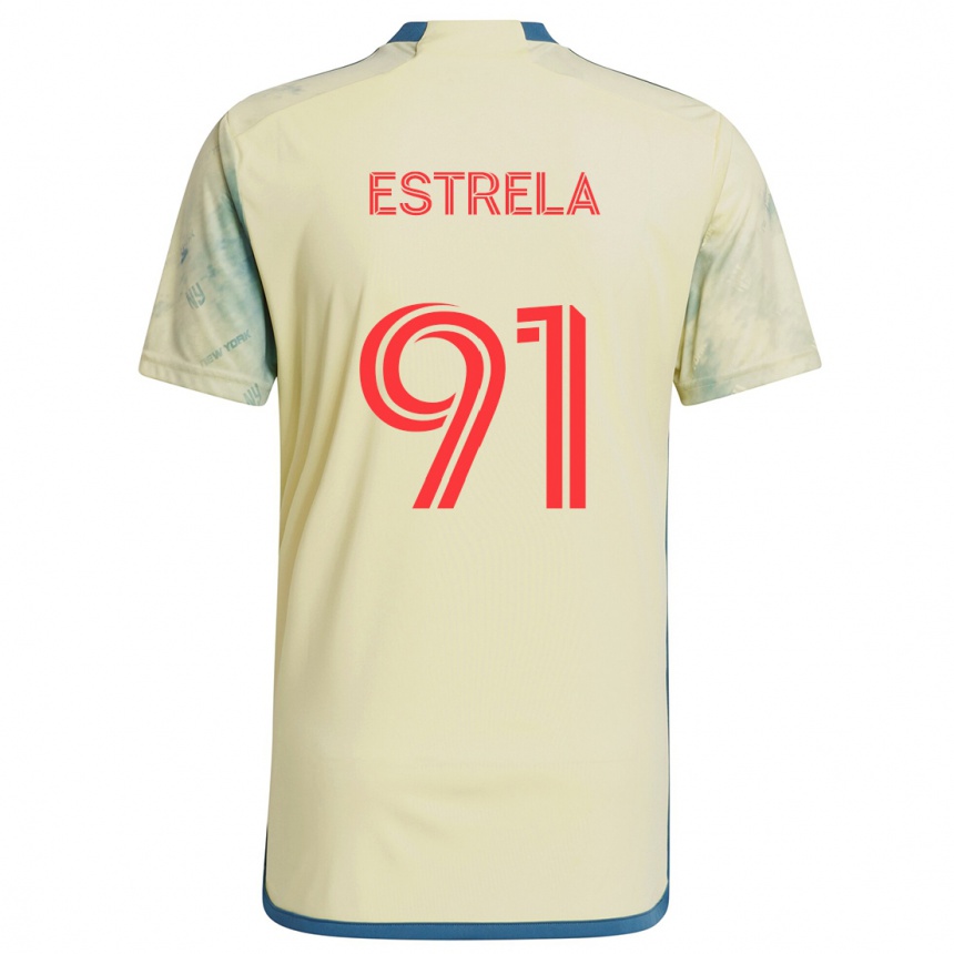 Gyermek Labdarúgás Bento Estrela #91 Sárga Piros Kék Hazai Jersey 2024/25 Mez Póló Ing