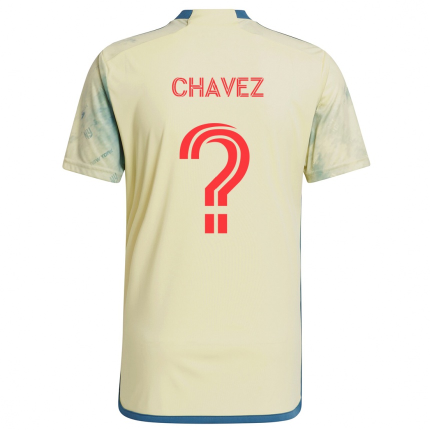 Gyermek Labdarúgás Sebasthian Chavez #0 Sárga Piros Kék Hazai Jersey 2024/25 Mez Póló Ing