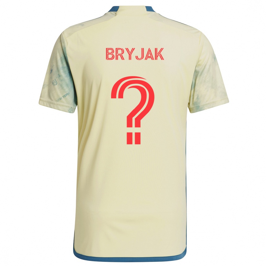 Gyermek Labdarúgás Jeffrey Bryjak #0 Sárga Piros Kék Hazai Jersey 2024/25 Mez Póló Ing