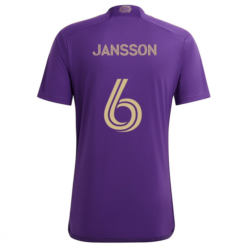 Gyermek Labdarúgás Robin Jansson #6 Lila Sárga Hazai Jersey 2024/25 Mez Póló Ing