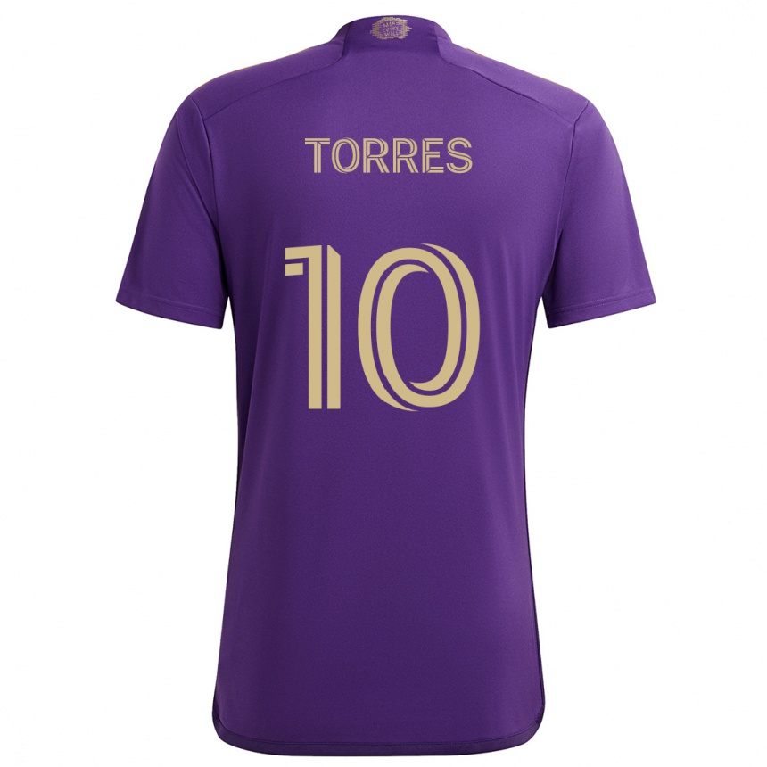 Gyermek Labdarúgás Facundo Torres #10 Lila Sárga Hazai Jersey 2024/25 Mez Póló Ing