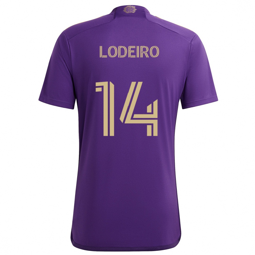 Gyermek Labdarúgás Nicolás Lodeiro #14 Lila Sárga Hazai Jersey 2024/25 Mez Póló Ing