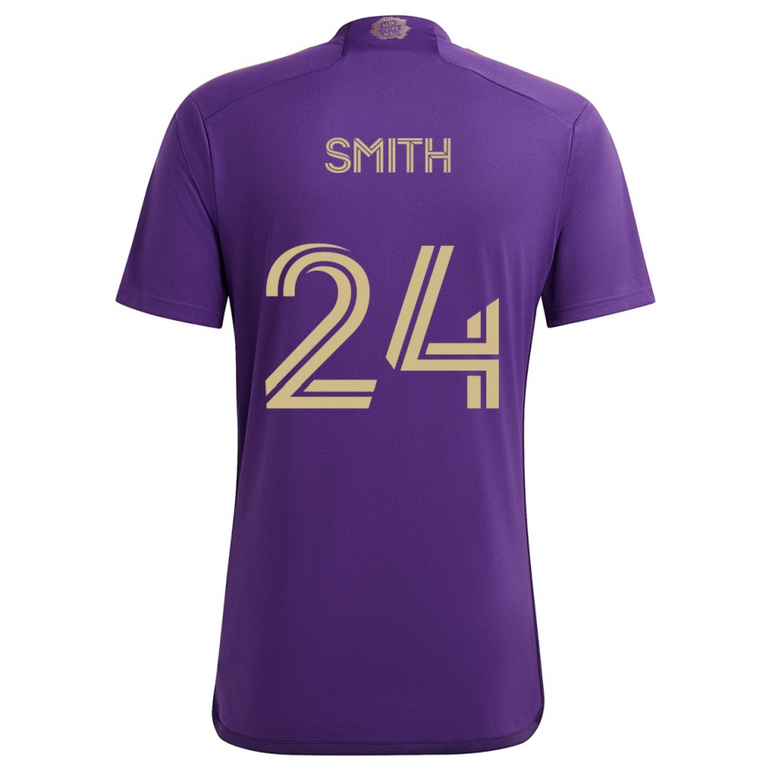 Gyermek Labdarúgás Kyle Smith #24 Lila Sárga Hazai Jersey 2024/25 Mez Póló Ing