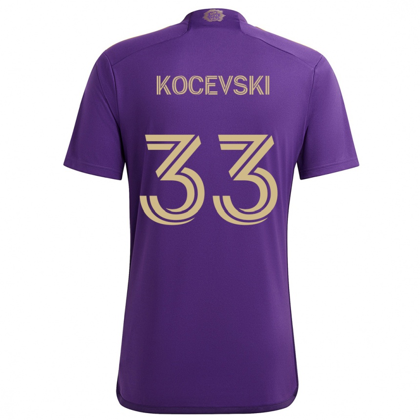 Gyermek Labdarúgás Jeorgio Kocevski #33 Lila Sárga Hazai Jersey 2024/25 Mez Póló Ing