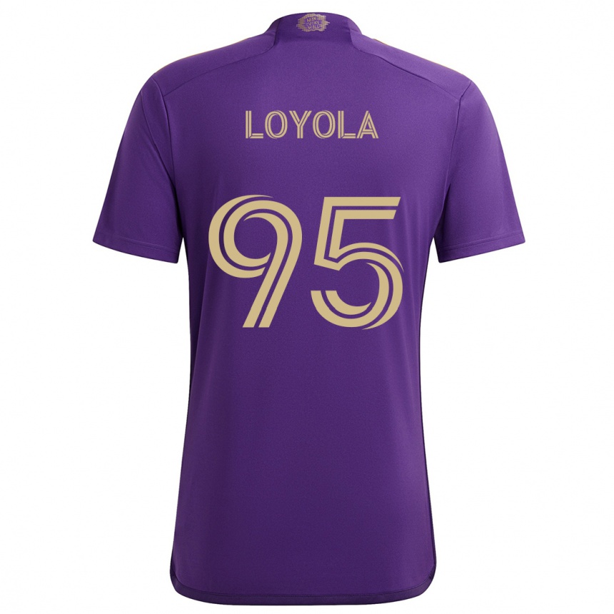 Gyermek Labdarúgás Favian Loyola #95 Lila Sárga Hazai Jersey 2024/25 Mez Póló Ing