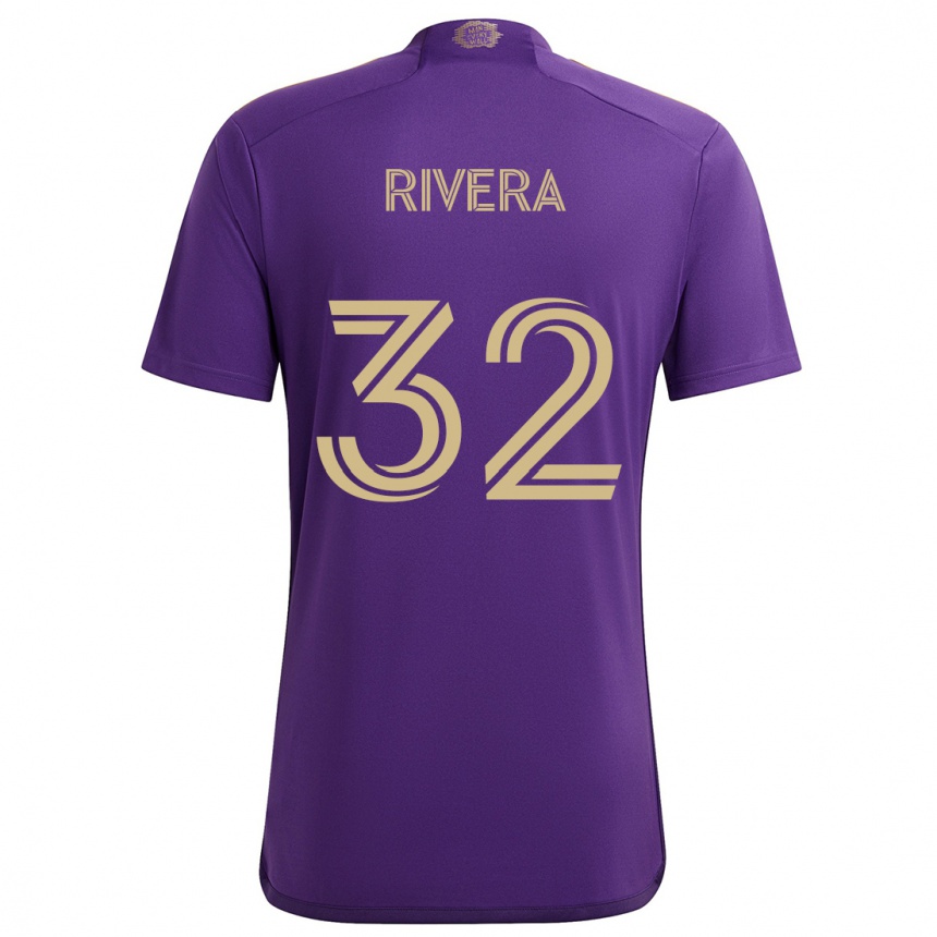 Gyermek Labdarúgás Wilfredo Rivera #32 Lila Sárga Hazai Jersey 2024/25 Mez Póló Ing