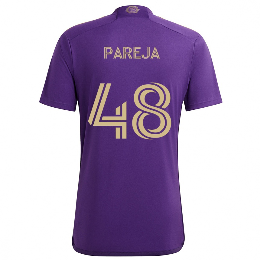 Gyermek Labdarúgás Diego Pareja #48 Lila Sárga Hazai Jersey 2024/25 Mez Póló Ing