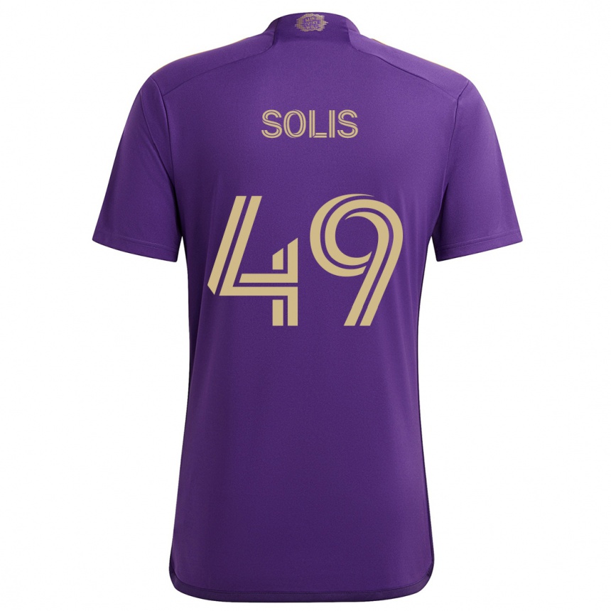 Gyermek Labdarúgás Jhon Solís #49 Lila Sárga Hazai Jersey 2024/25 Mez Póló Ing