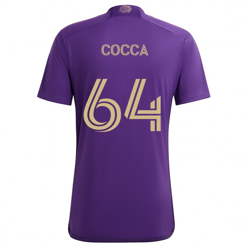 Gyermek Labdarúgás Manuel Cocca #64 Lila Sárga Hazai Jersey 2024/25 Mez Póló Ing