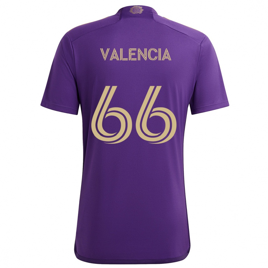 Gyermek Labdarúgás Yeiler Valencia #66 Lila Sárga Hazai Jersey 2024/25 Mez Póló Ing