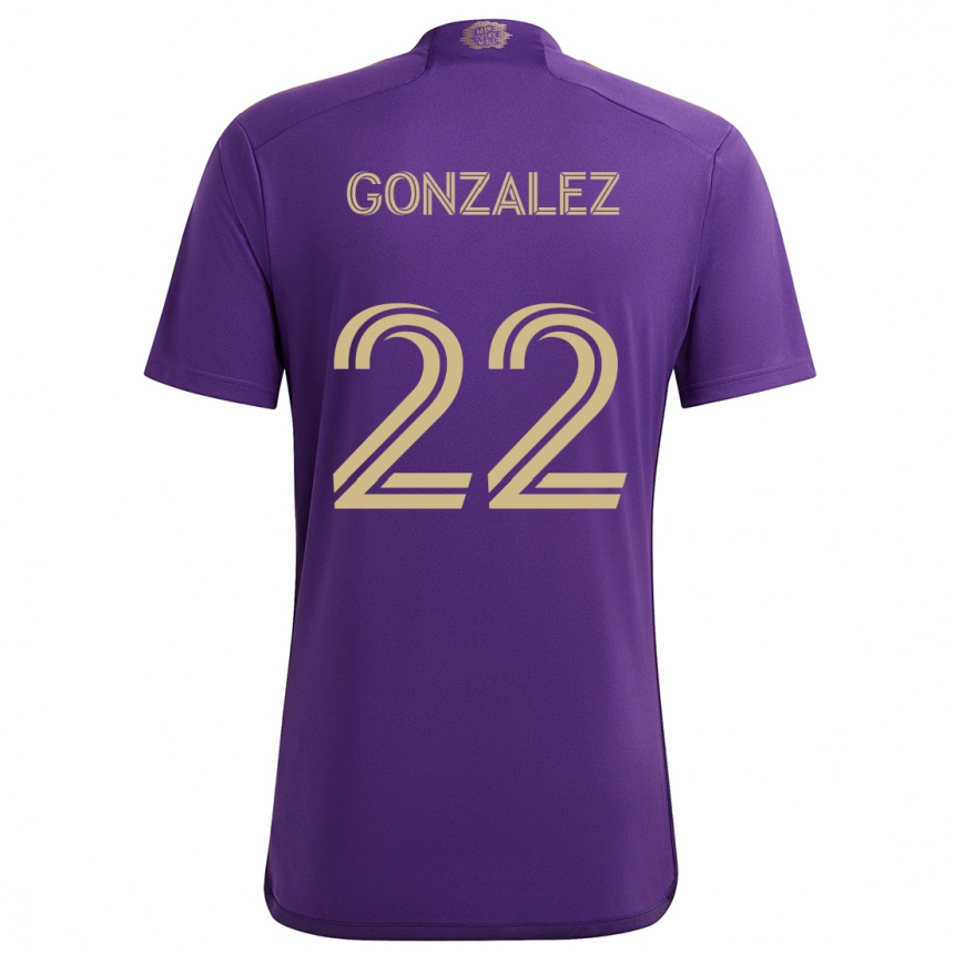 Gyermek Labdarúgás Gastón González #22 Lila Sárga Hazai Jersey 2024/25 Mez Póló Ing