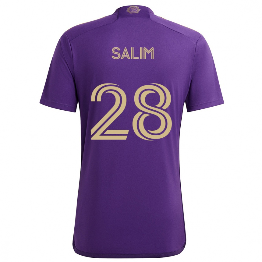 Gyermek Labdarúgás Abdi Salim #28 Lila Sárga Hazai Jersey 2024/25 Mez Póló Ing