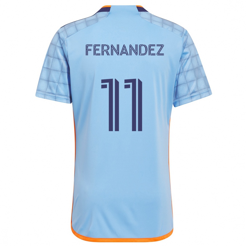 Gyermek Labdarúgás Julián Fernández #11 Kék Narancs Hazai Jersey 2024/25 Mez Póló Ing