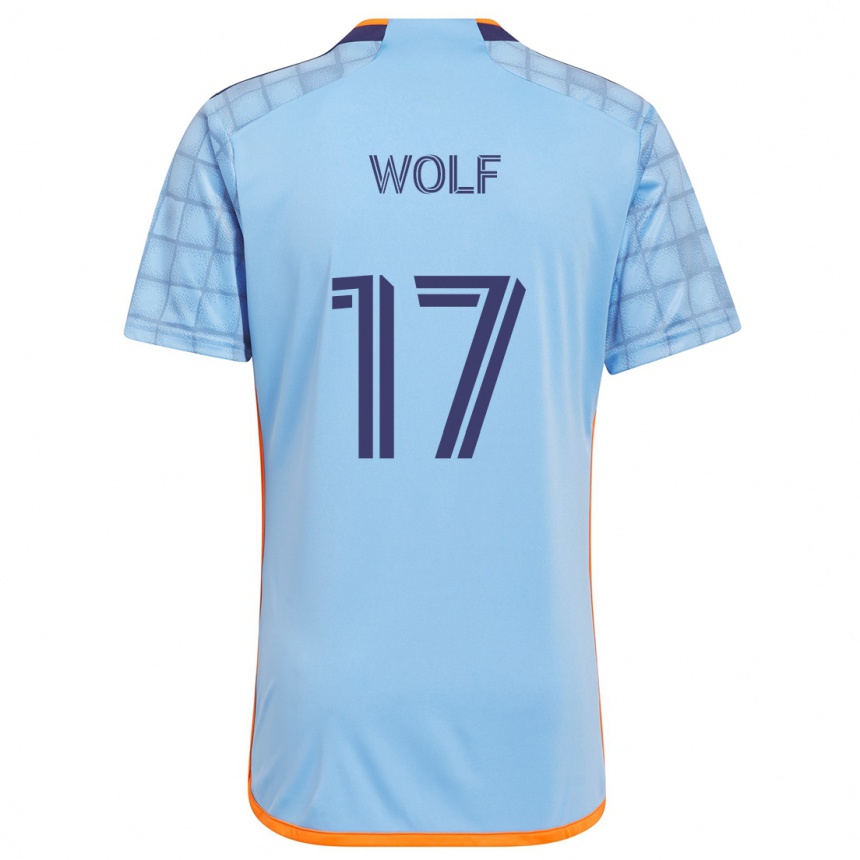 Gyermek Labdarúgás Hannes Wolf #17 Kék Narancs Hazai Jersey 2024/25 Mez Póló Ing