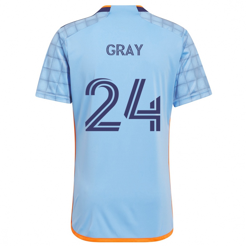 Gyermek Labdarúgás Tayvon Gray #24 Kék Narancs Hazai Jersey 2024/25 Mez Póló Ing