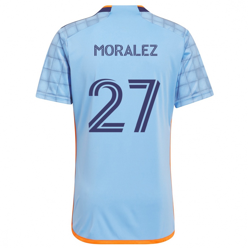 Gyermek Labdarúgás Maxi Moralez #27 Kék Narancs Hazai Jersey 2024/25 Mez Póló Ing