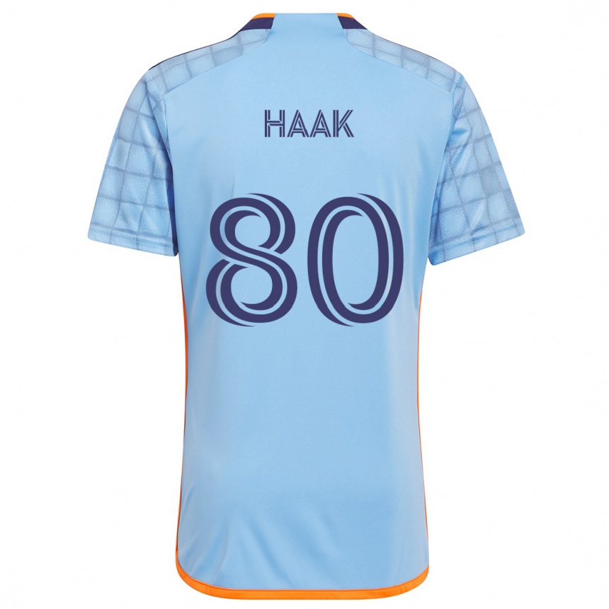 Gyermek Labdarúgás Justin Haak #80 Kék Narancs Hazai Jersey 2024/25 Mez Póló Ing