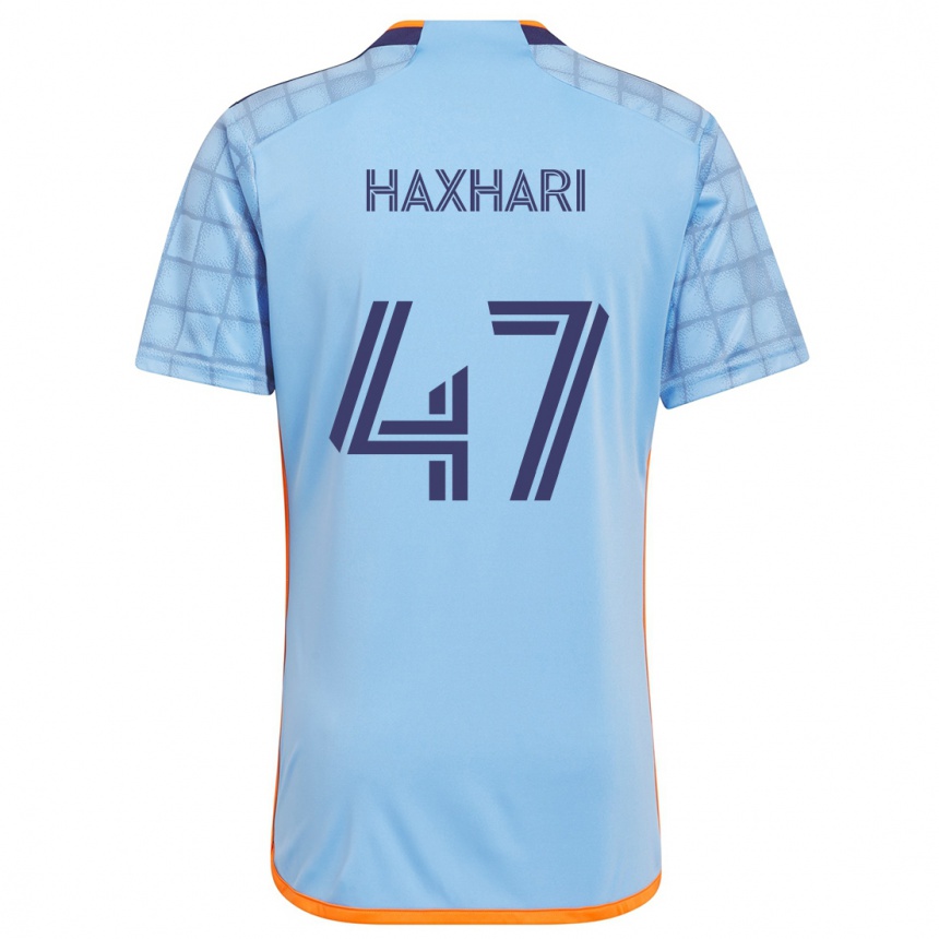 Gyermek Labdarúgás Klevis Haxhari #47 Kék Narancs Hazai Jersey 2024/25 Mez Póló Ing