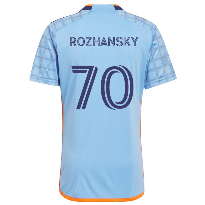 Gyermek Labdarúgás Jake Rozhansky #70 Kék Narancs Hazai Jersey 2024/25 Mez Póló Ing