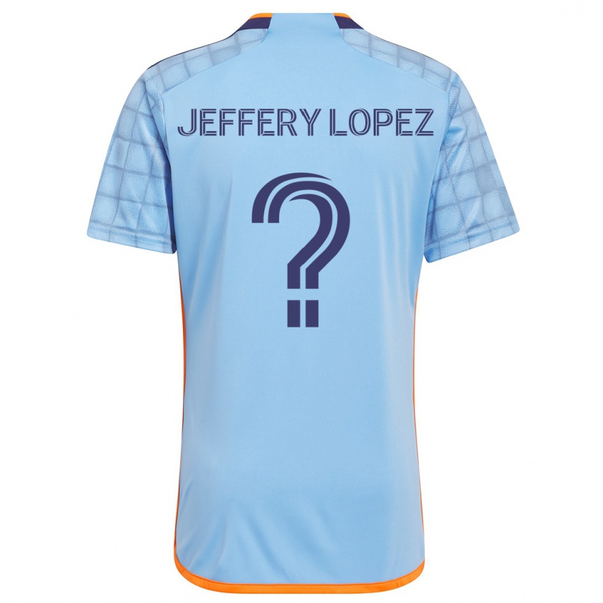 Gyermek Labdarúgás Jeffery López #0 Kék Narancs Hazai Jersey 2024/25 Mez Póló Ing